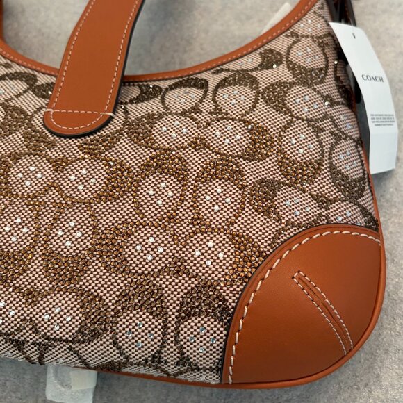Coach Hampton's Hobo Bag in Crystal Signature Jacquard (Amber) - Picture 7 of 15